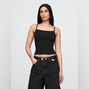 GAP Rib Sweater Crop Tank Top in Black